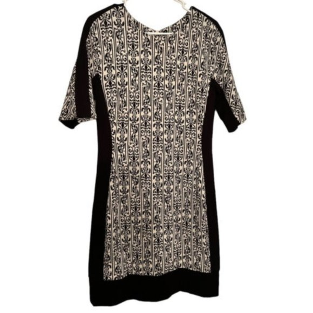 W118 by Walter Baker Sz M Black/ivory 3/4 sleeve Knit Sweater Dress